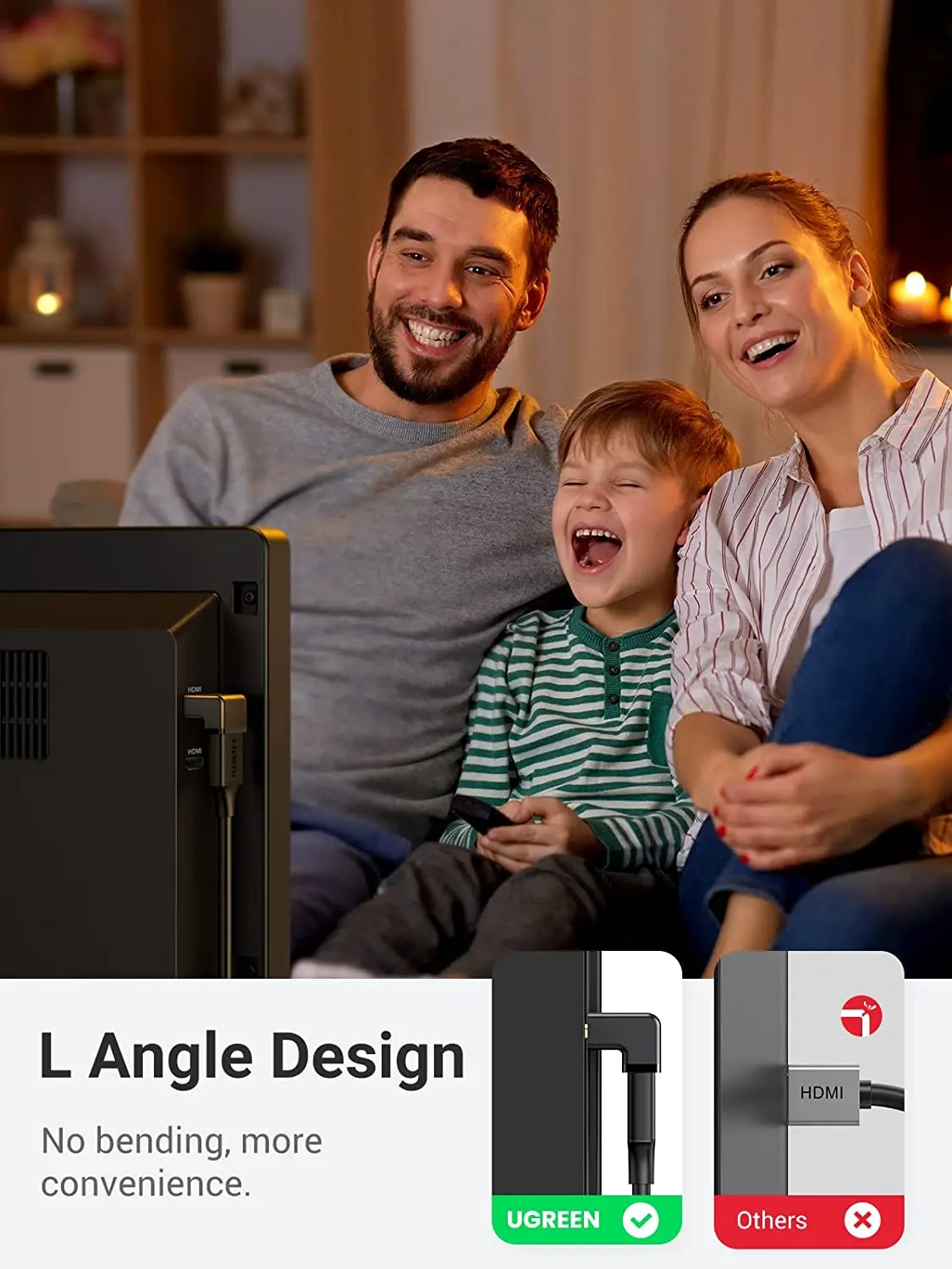 UGREEN HD-MI 90度および270度直角アダプター 金メッキ 高速HD-MI オス-メス変換アダプター