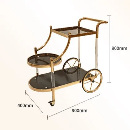 Imagen 7: Carrito de almacenamiento móvil de tres niveles de lujo ligero de acero inoxidable LH