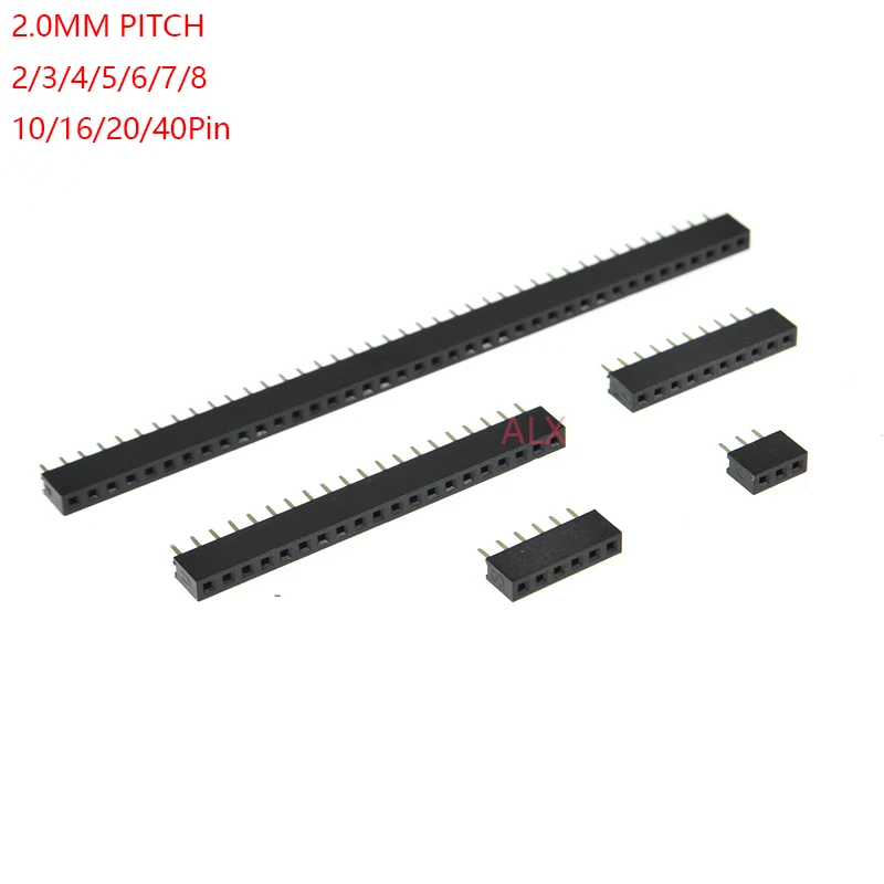 10 SZTUK 1X/2/3/4/5/6/8/10/40 PIN Jednorzędowe proste żeńskie złącze PIN 2.0MM 2MM PITCH Strip Connector Socket 3p/4p/6p/8p/20p/40p