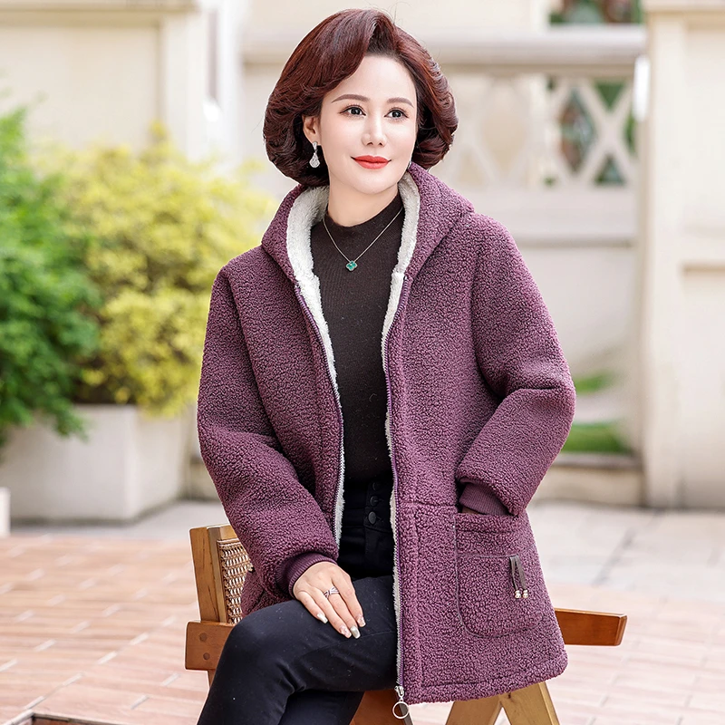 Plus Size 7XL Autumn Winter Cotton-Padded Jacket Women Loose Clothes Add Velvet Thickened Lamb Velvet Cotton Coat Outerwear