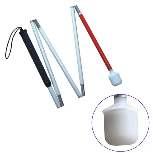 Imagen 2 del producto Bastón ciego de aluminio con punta rodante, muleta portátil para bastones para caminar, palos al aire libre con diseño reflectante