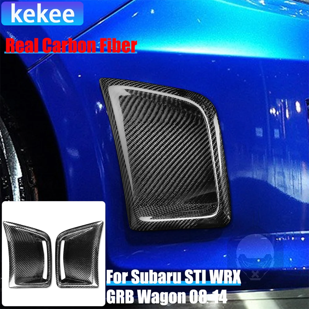 

2PCS Real Carbon Fiber Car Accessories Front Bumper Air Intake Decorative Cover Trim For Subaru STI WRX GRB Wagon 10th 2008-2014