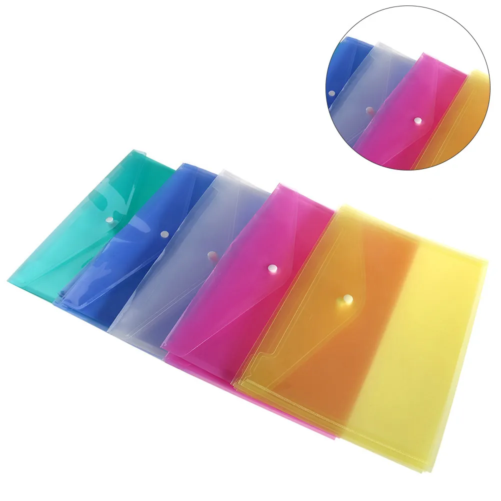 

24Pcs File Folders Transparent Document Organizer Yellow Classic A4 Size Snap Button Tear Proof Water Resistant Document Holder