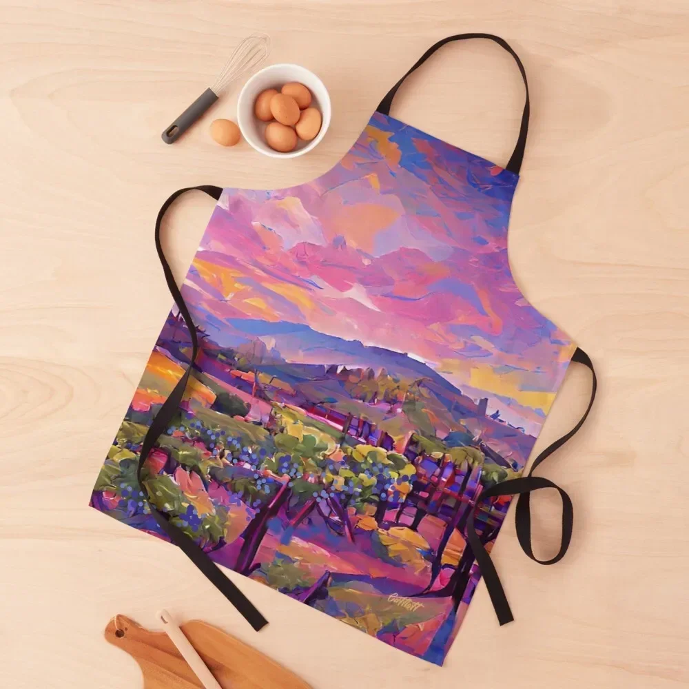 

California Napa Valley Painting - Grape Wine Winery Illustration - Modern Abstract Art - California Apron For Hairdresser Apron