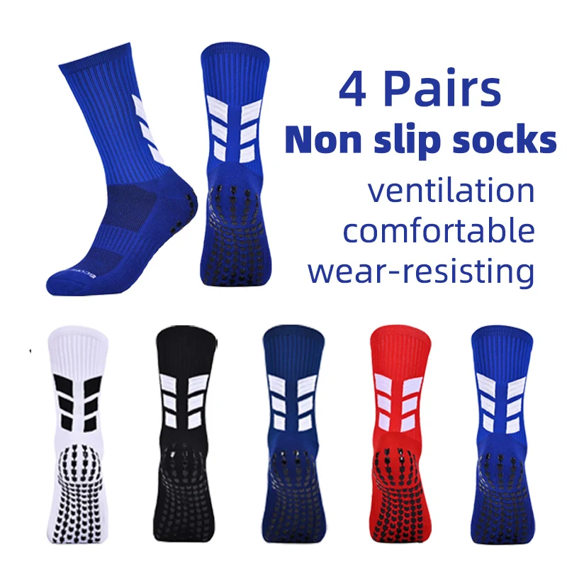 Non Slip Football Socks 4 Paris Adults Men Cotton Arrow Shaped Silicone Base Anti Slip Soccer Socks Sport Baseball Rugby Sock