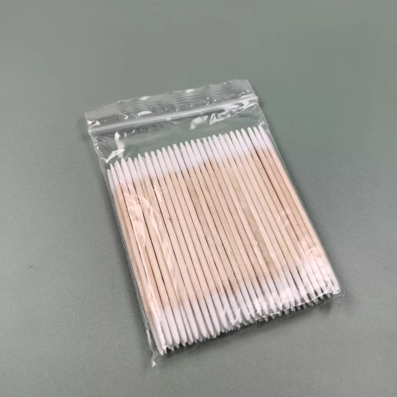 Wooden Tip Cotton Stick Long 7cm 100/300pcs Wooden Handle Tip Semi Permanent Embroidered Cotton Swabs