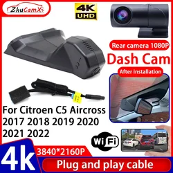 ZhuCamX Video Recorder Night Visio 4K UHD Plug and Play Car DVR Dash Cam for Citroen C5 Aircross 2017 2018 2019 2020 2021 2022