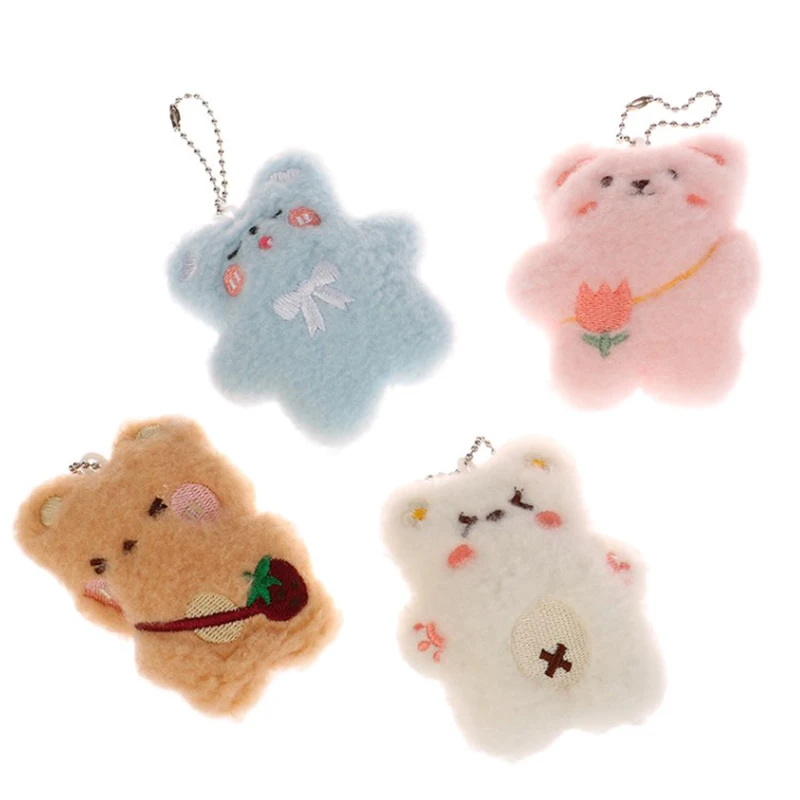 Cute Little Bear Plush Doll Pendant Bag Pendant Stuffed Soft Cartoon Keychain Decoration Creative Key Ring Birthday Gift