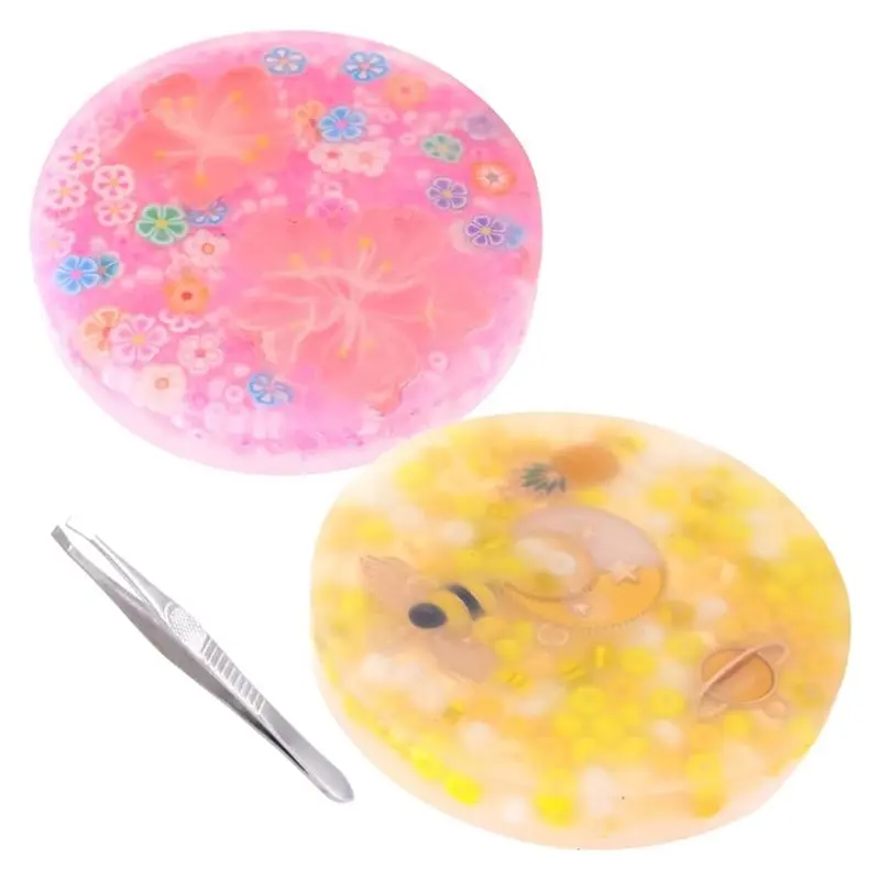 B78B-For Adults Fidget , 2 PCS Picky Pad Round Sensory With Tweezer For Stress And Anxiety Relief