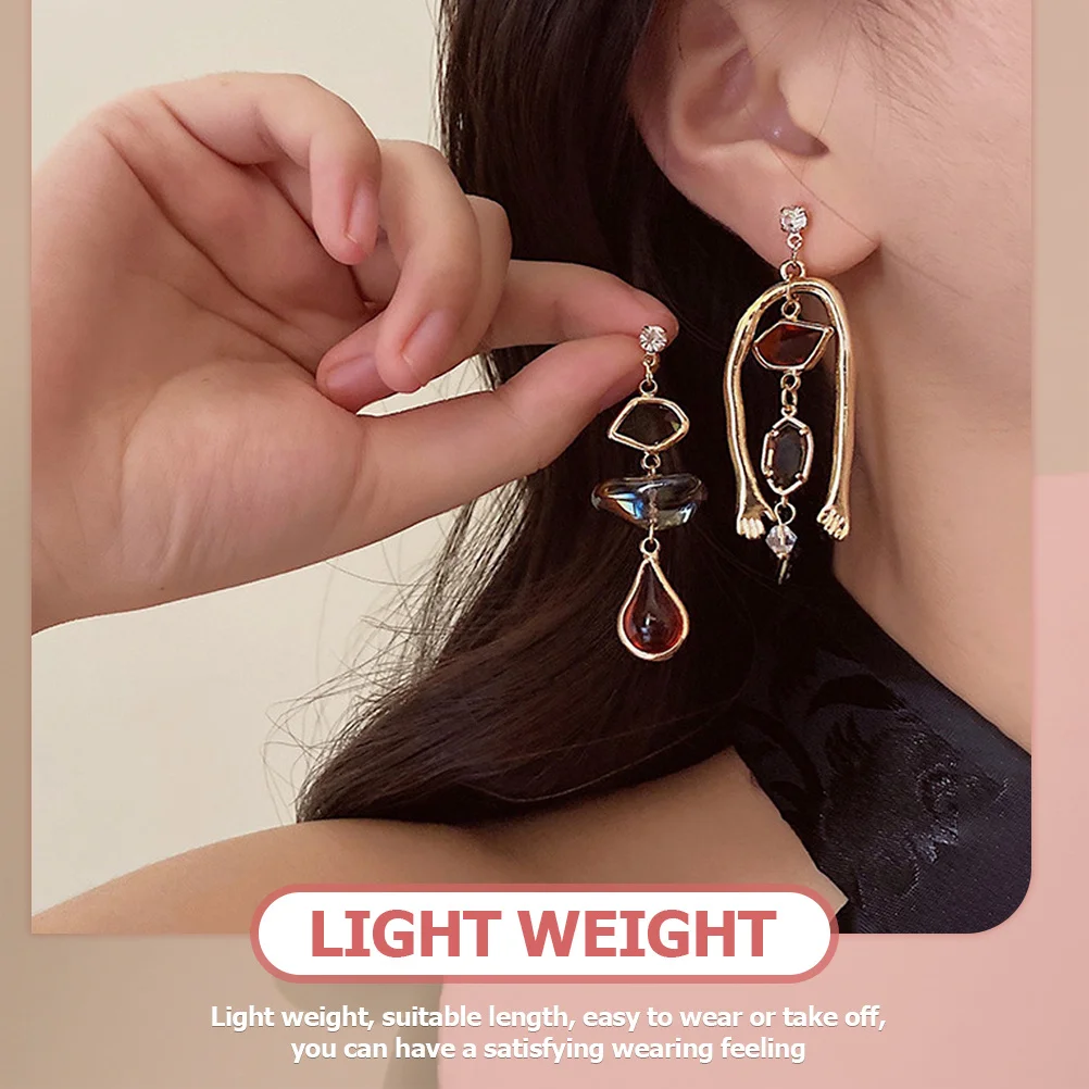 

1Pair Asymmetric Earrings Abstract Alloy Durable Lightweight Elegant Ear Decor Fashionable Jewelry for Women Girls Teens Trendy