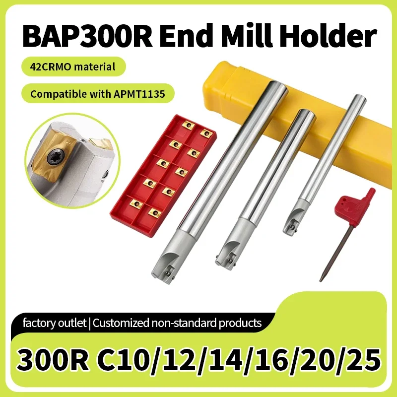 BAP300R Milling Cutter Rod C10 C12 C14 C15 C16 C19 C20 CNC Rough Machining Tool Holder for APMT1135 APKT1135 Carbide Inserts