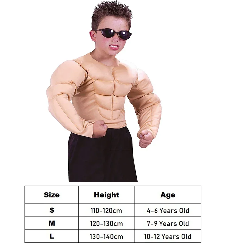 Костюм сорочки Musculaire pour garfestival, Costume d'halloween de solteur de chemise musculaire pour enfants