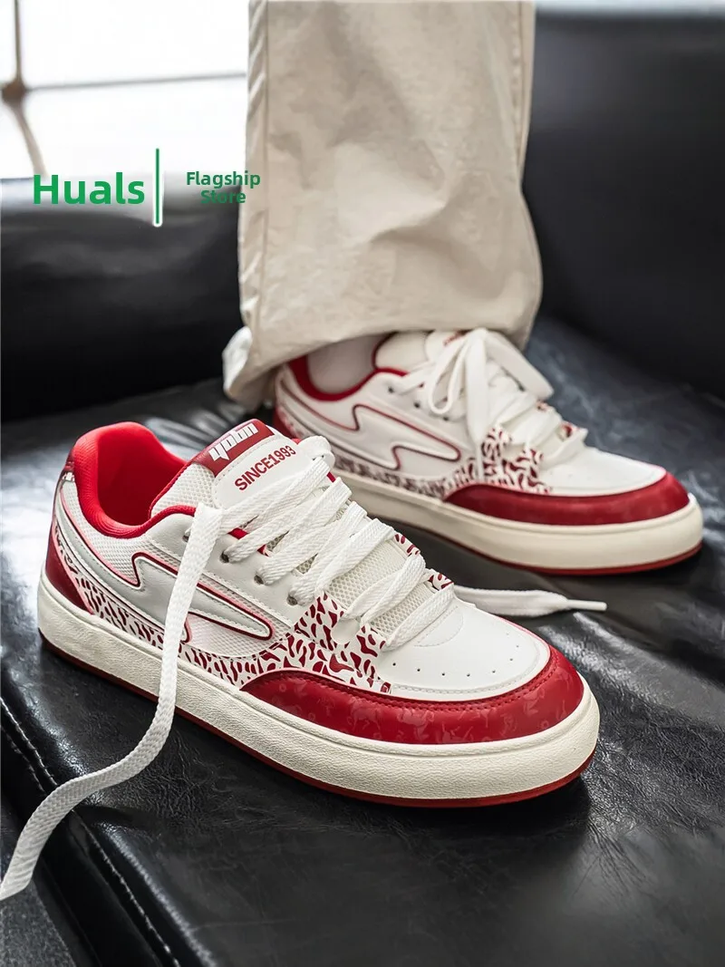 Men's Casual Sport Shoes Autumn Trendy All-Match Thick Bottom Heightening Leather Surface Waterproof Anti-slip Leisure Board ...