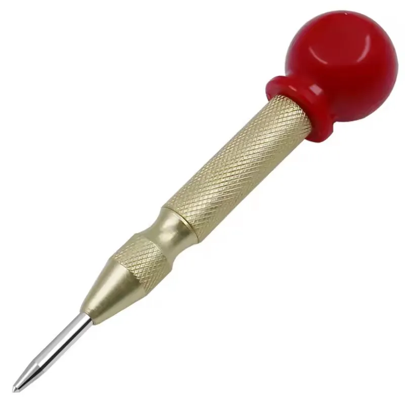 Automatic Center Punch Spring Loaded Hole Marking Locator Red Knob Hand Tool for Metal Wood Drilling Positioning