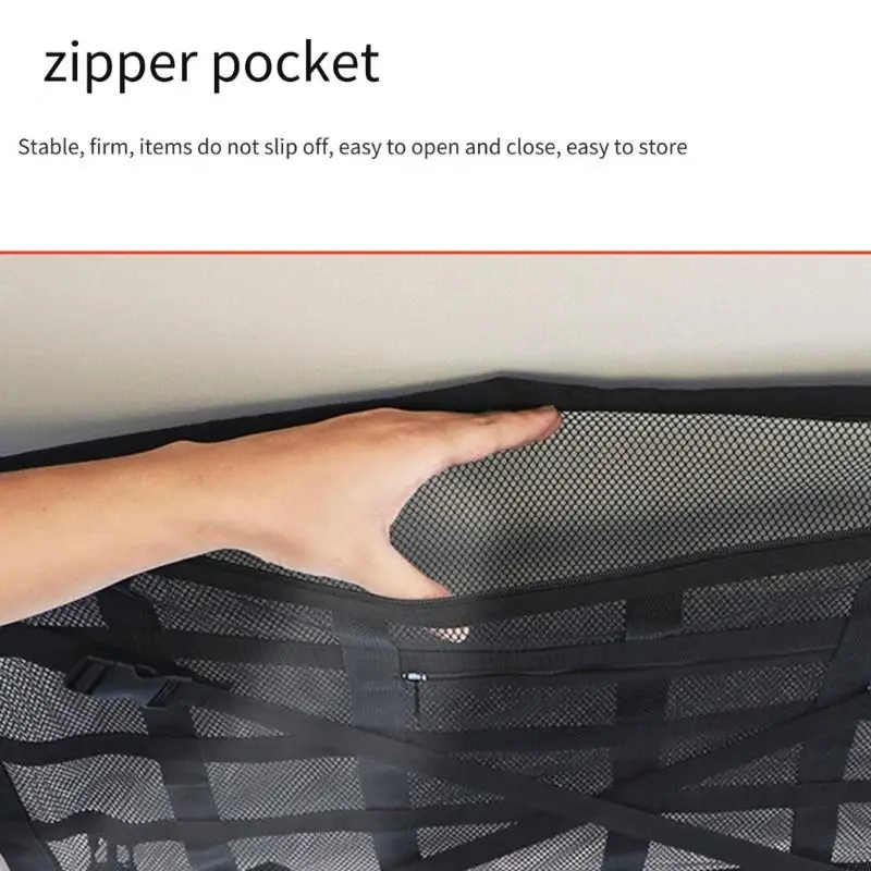 Mesh Car Roof Net with Four Point Mount for Daily Cabin Storage 