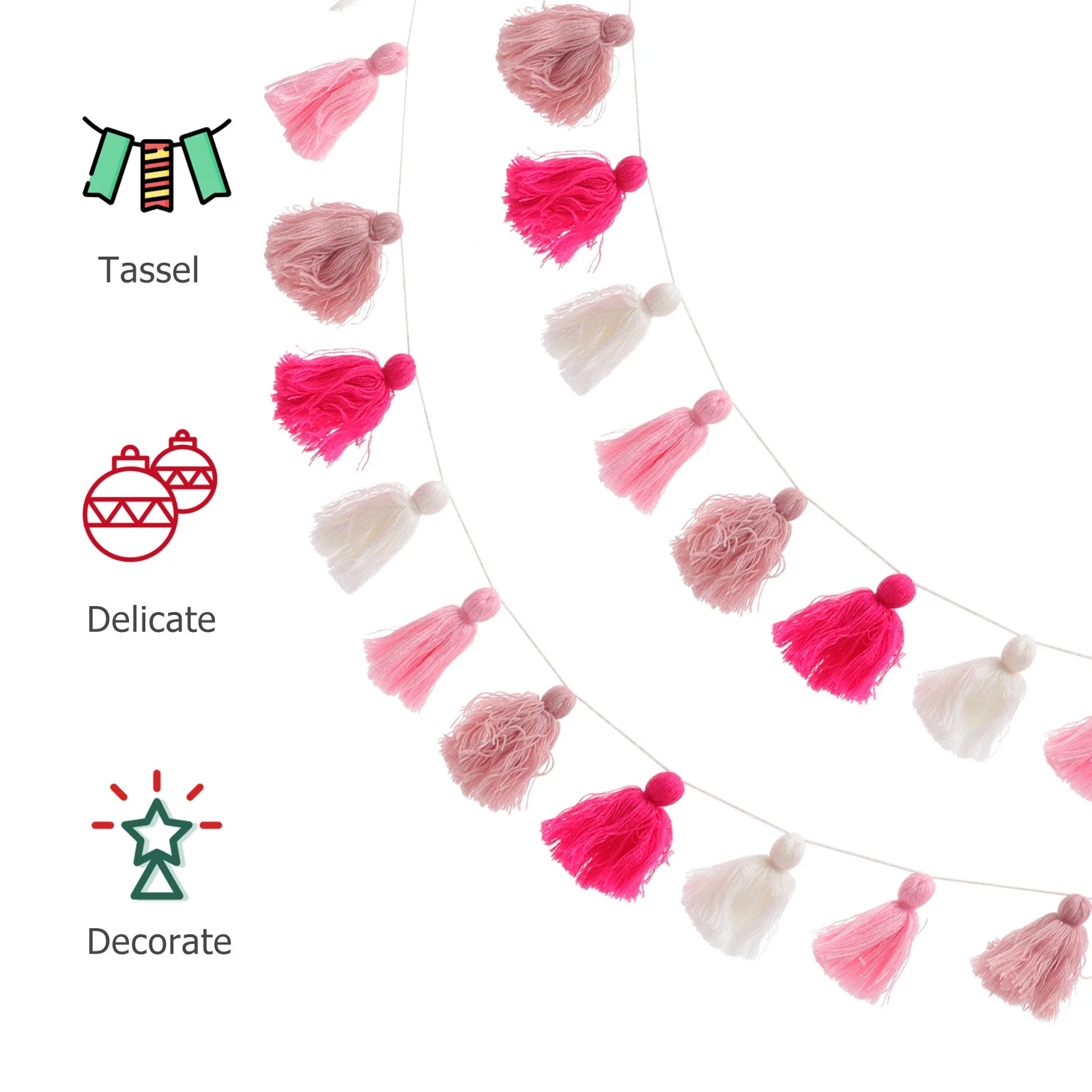 

Multipurpose Tassel Wall Hanging Decor Bohemian Style Room Adornment for Crib Kid Room Festive Colorful Decoration