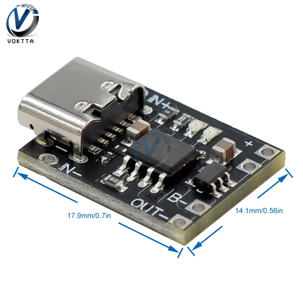 Scheda di protezione del caricabatteria al litio 3.7V/4.2V 1A scheda del caricabatteria dell'interfaccia USB di tipo C modulo del pannello di ricarica rapida