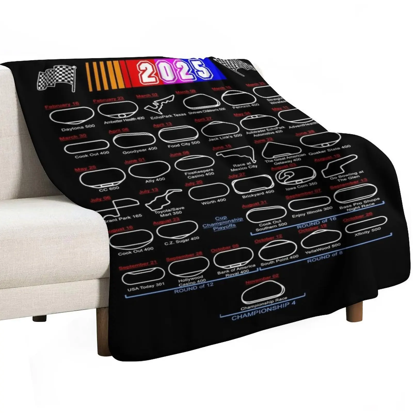Schedule Nascar Cup Series 2025 Throw Blanket Polar Thermals For Travel Blankets For Baby for winter Flannel Blankets
