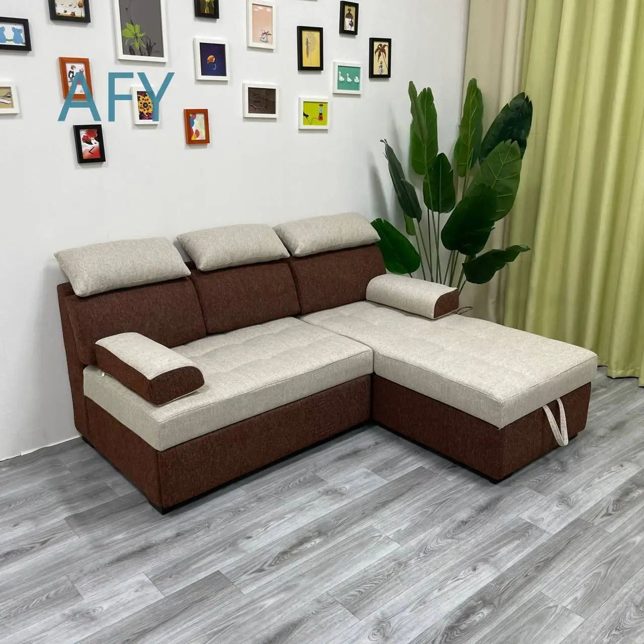 Multifunctional Foldable Sofa Bed for Small Living Rooms Corner Fabric Sofa with Storage No Armrests for