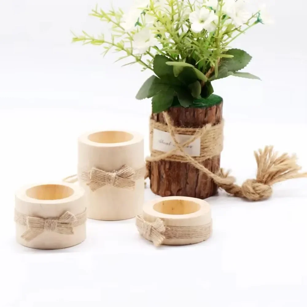 HOT Wooden Candle Holder Ornament Modern Log Color Creative Wood Cylindrical Candlestick/flower Potted Plant Ornament Decorativ