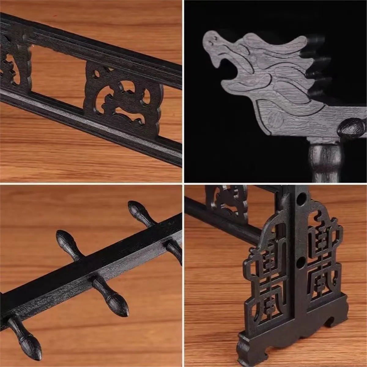 2026 New 12-Pin Calligraphy Pen Holder Chinese Brush Hanger Retro Design Chicken Wing Wood Hanging