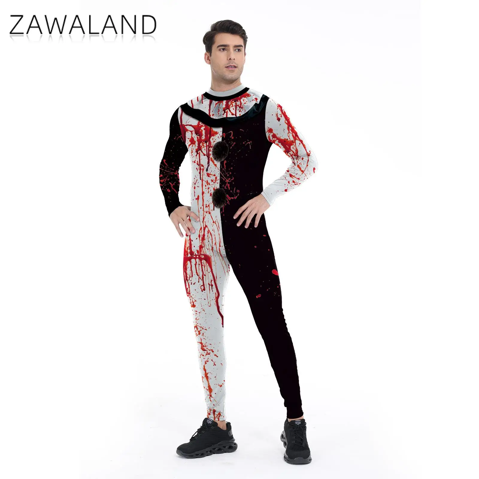 Costume de Clown Effrayant Terrificateur d'Halloween pour Femme, Combinaisons Imprimées en 3D, Costume de Batterie Zentai Unisexe, Vêtements pour Adultes