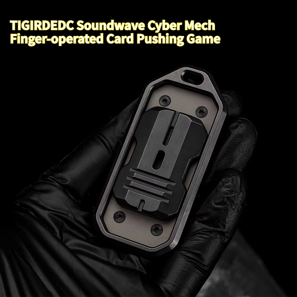 TIGIRDEDC Soundwave Cyber ​​Mech Titanium Alloy Stainless Steel Direct Push Mechanical Fingertip Card Pushing Decompression Toy