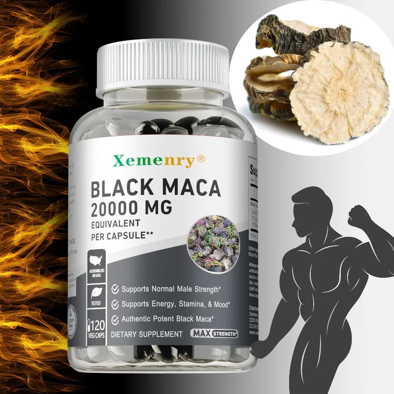 Black Maca Capsules - Support Energy, Endurance, Muscle & Male Performance, Recovery Hormone Balance, Non-GMO