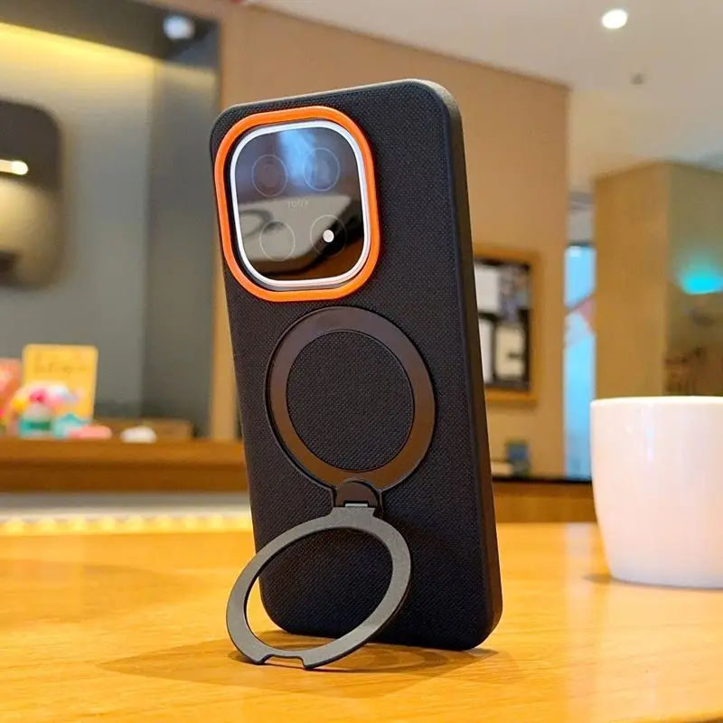 

Case For iQOO 15 Shockproof Leather Armor Magnetic Rotating Kickstand Phone Cover