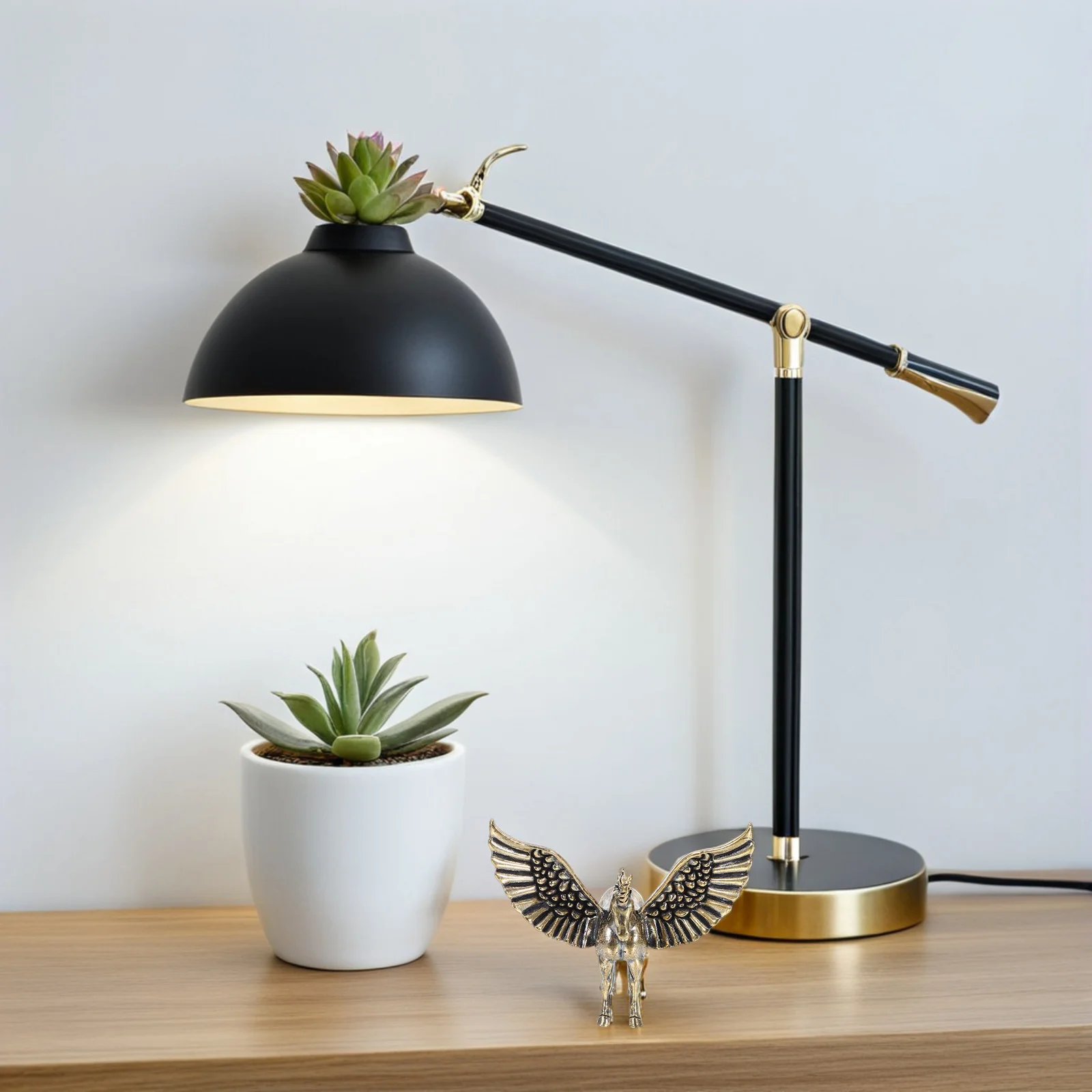 

Mini Vintage Brass Unicorn Statue Solid Brass Horse Sculpture Metal Animal Ornament for Shelf Desk Decor