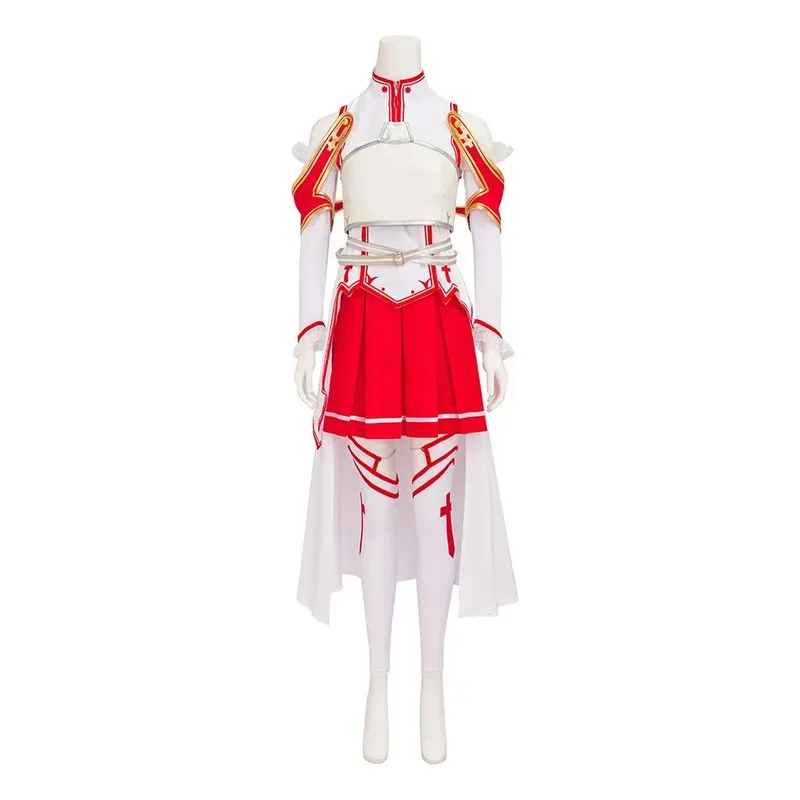 

2025 Hot Sword Art Online Yuuki Asuna Dress Costume for Women Uniform Halloween Party Cosplay Armor Full Set 7pcs wig yi;4