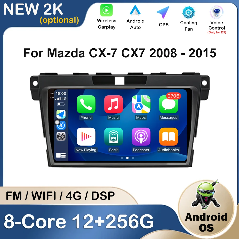 

For Mazda CX-7 CX7 2008 - 2015 GPS Navigation Car Multimedia Video Player WiFi DSP Stereo Autoradio QLED IPS 2.5D Screen BT