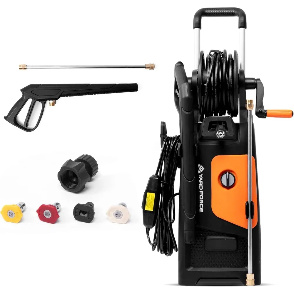 Pressure Washer Electric Powered - 2000 PSI 2.3 GPM Power Washer with Hose Reel, Portable Washer with 4 Quick Connect Nozzles