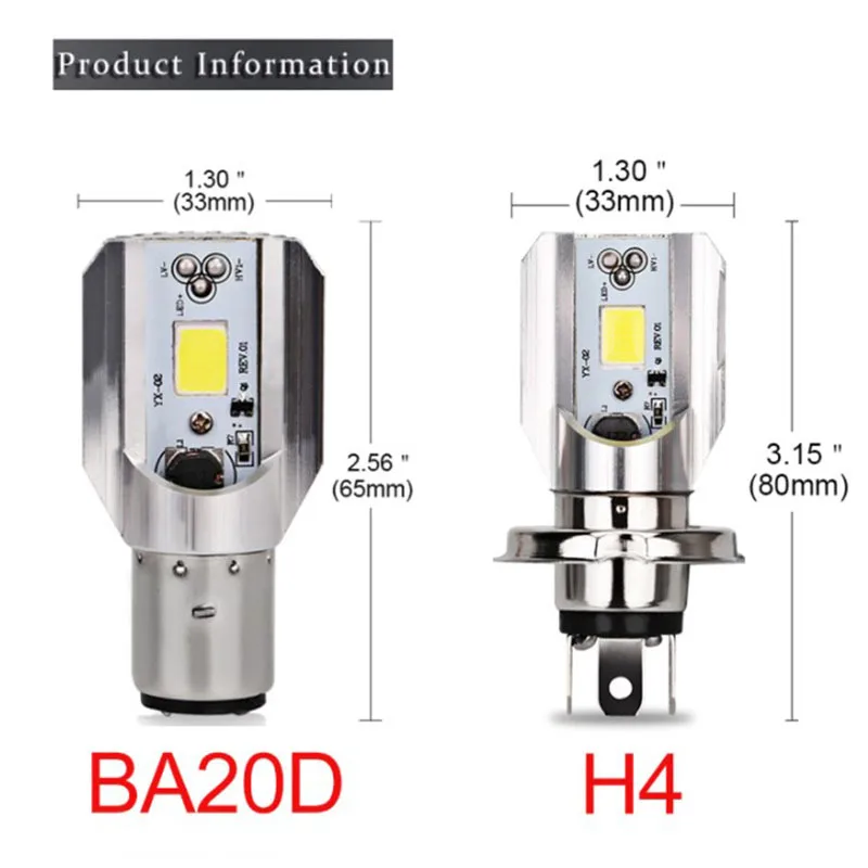 1PCS H4 LED H6 BA20D P15D Motorcycle Headlight Bulbs CSP COB White 6000K Lens Hi Lo Lamp Moto Scooter Accessories 12V Headlamp - view 2