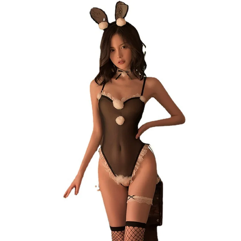 Japanese Sexy party Bunny Costumes sex Lingerie Plush Naughty Rabbit Cosplay Uniform Cute Bunny Girl Bodysuit One Piece Jumpsuit