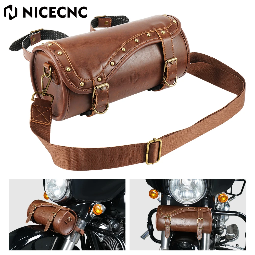 nicecnc-ハーレーダビッドソンダイナヴィンテージレザーバッグデュアル荷物オートバイ防水バイク収納サドルバッグ