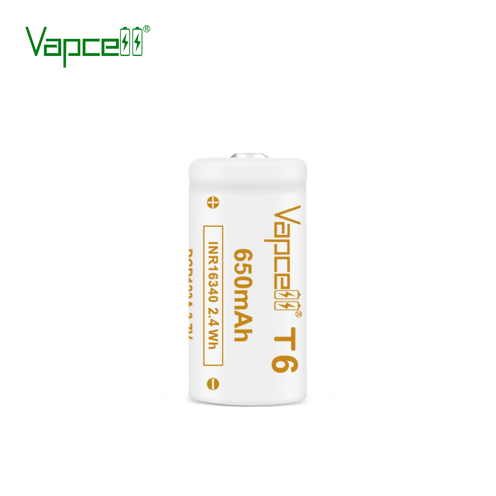 الأصلي Vapcell 16340 T6 بطارية 650mah قدرة 3.7 فولت 6A قابلة للشحن زر العلوي بطاريات خلية ليثيوم أيون لمصباح يدوي #2