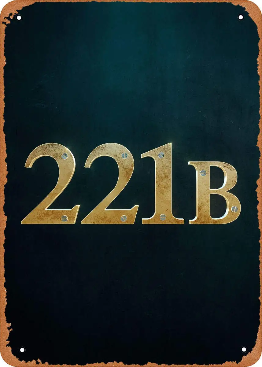 221B Baker Street Books, Movies & Shows 8 x 12 Inches - Vintage Metal Tin Sign for Home Bar Pub Garage Decor Gifts