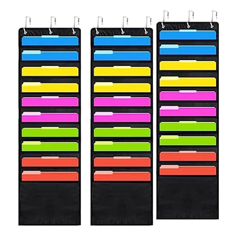 

3Pcs Scrapbook Paper Hanging Paper Storage Bags 12 X 12 Inch With Door Hooks For Scrapbooking, Cardstock