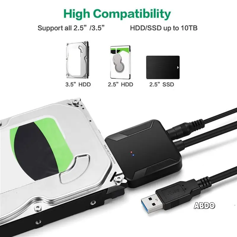 

2 адаптера USB 3.0 к Sata, кабель-переходник, 22-контактный адаптер Sataiii к USB3.0 для 2,5-дюймового 3,5-дюймового жесткого диска Sata SSD
