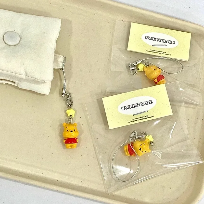 Disney Winnie the Pooh Cute Cartoon CCD Phone Chain Kawaii Toy Keychain Pendant Adorkable Periphery Lovely Schoolbag Decoration