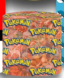 Pikachu Squirtle Charmander Round Cover Pokemon Birthday Backdrop Pokemon Pokeball Ash Ketchum Cylinder Cover Baby Shower Decor