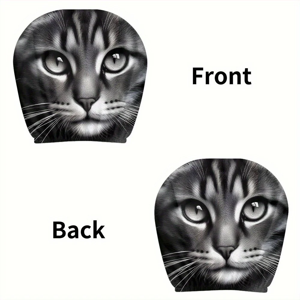 قطعتان من أغطية مسند رأس السيارة قابلة للتنفس وصديقة للبشرة بنمط قطة الراكون، مثالية لمحبي الحيوانات الأليفة وهدايا المهرجانات
