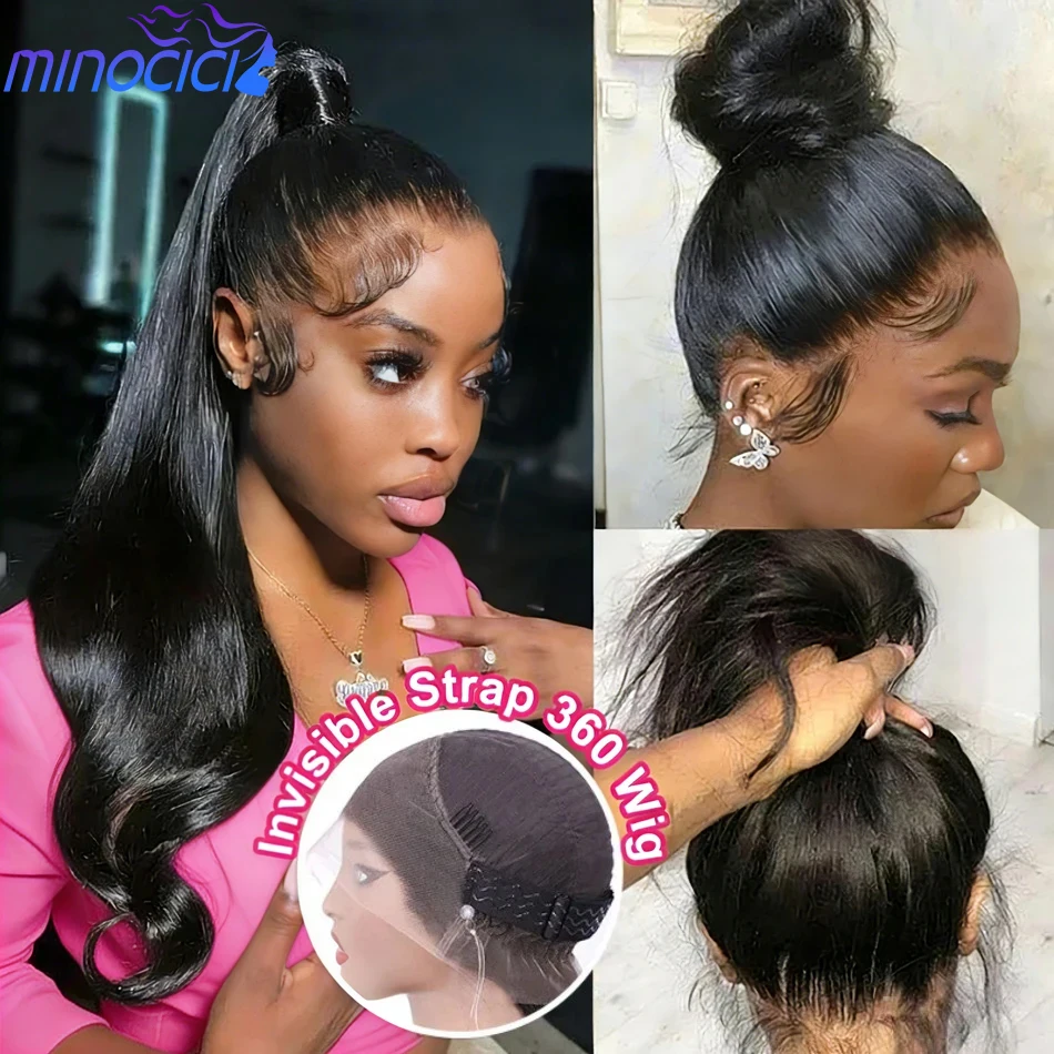 

Парик 360 Full Lace из натуральных прямых волос, предварительно выщипанный, HD, бразильский, с невидимым кружевным фронтом, плотность 220, 40 дюймов