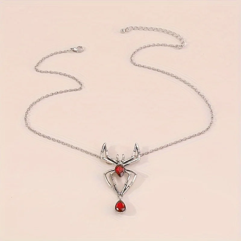 Gothic Spider Crystal Pendant Necklace for Women Dark Long Tassel Chain Spicy Girl Chokers Y2K Accessories Fashion Jewelry Party
