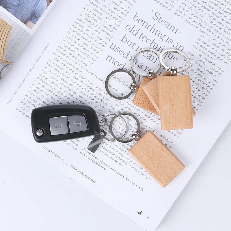 20Pcs Rectangle Wooden Key Chain for Appreciation Gift for Coach Friend Coworkers Women Men