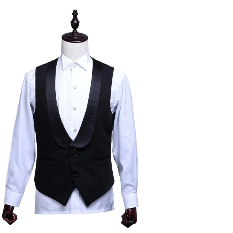 2025 белый модный жилет с зеленым фруктовым воротником для мужчин, черный мужской жилет Groomsman/Studio Photography/host/emcee