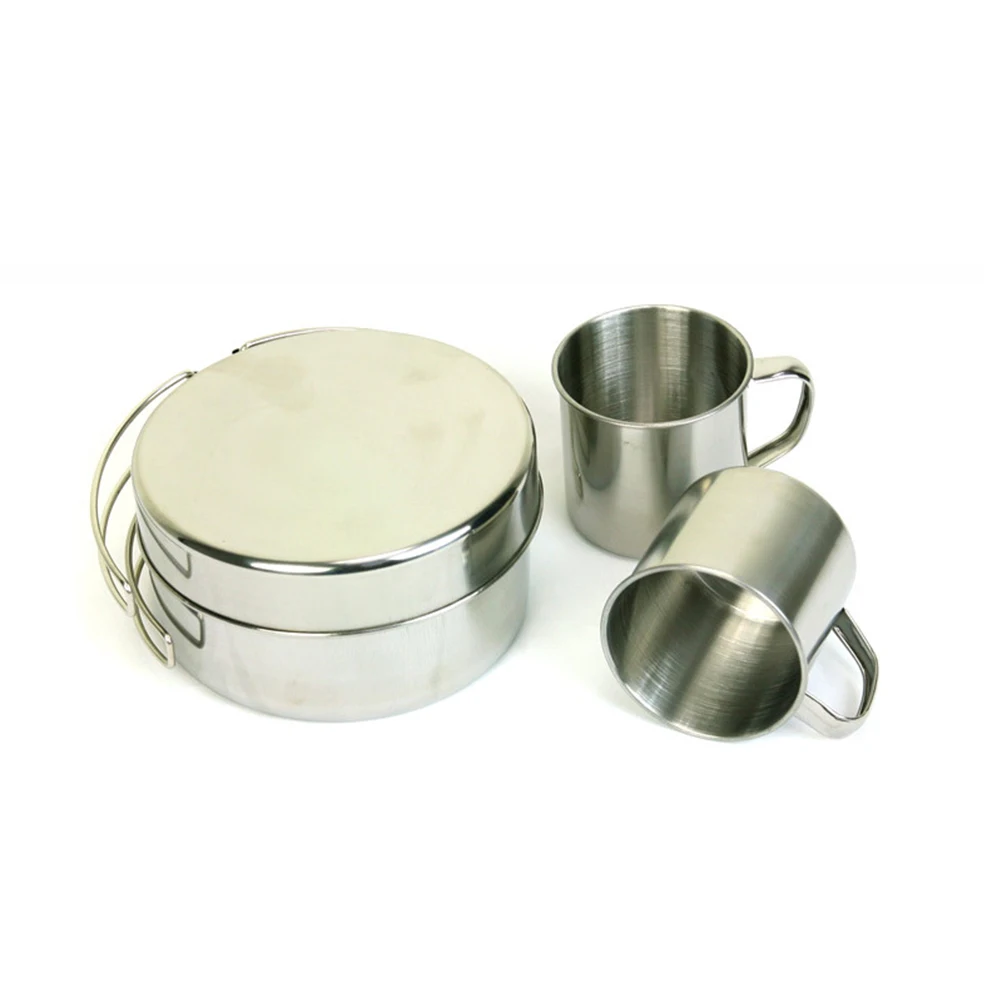 

8 Pcs Outdoor Portable Pot and Pan Set Hunting Cookware Barbecue Combination Stainless Steel Lightweight Picnic