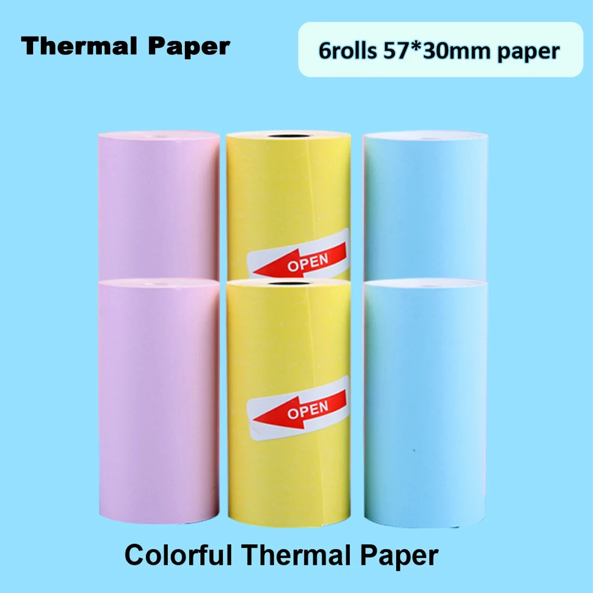 

5 Rolls Thermal White/Self-Adhesive/Colorful 57*25mm Roll Printer Paper Direct Portable Sticker Papers For Pocket Printer