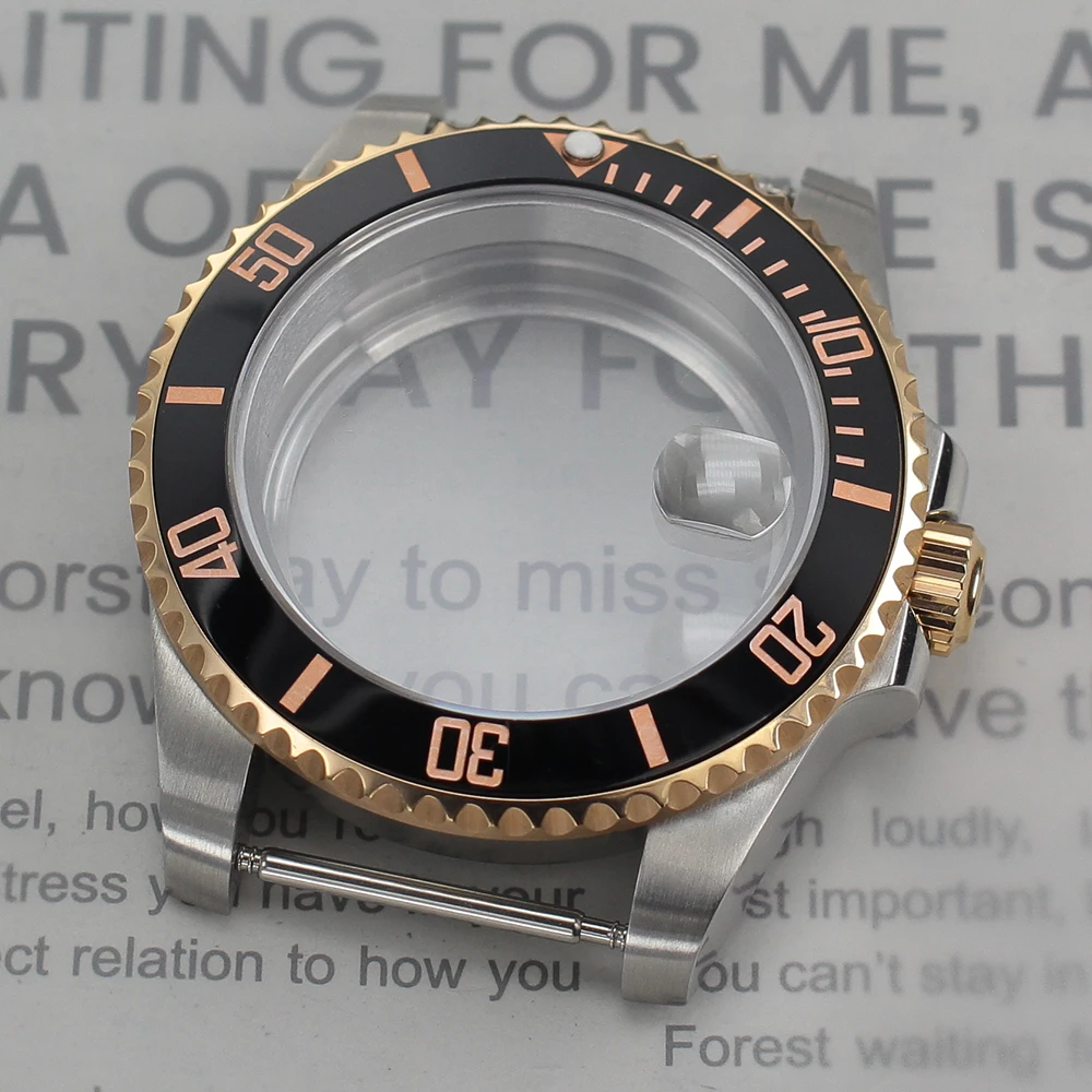 40mm oro rosa argentato cassa dell'orologio NH35 di alta qualità vetro zaffiro per NH35 NH34 NH36 Miyota 8215 ETA 2824 PT5000 GMT SUB Yacht